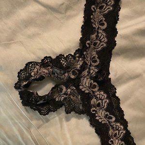 Crotchless Thong Black and Silver